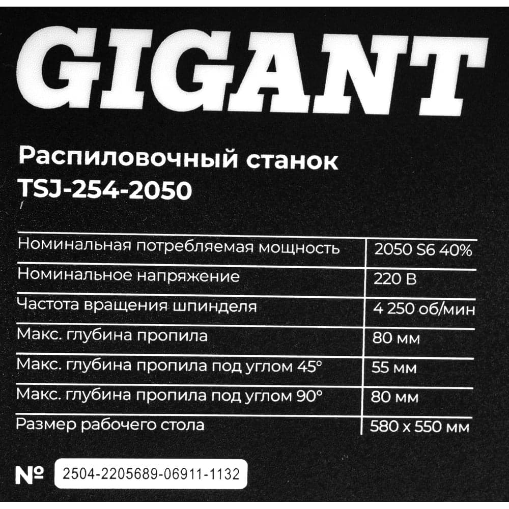 Распиловочный станок Gigant TSJ-254-2050 — фото 26