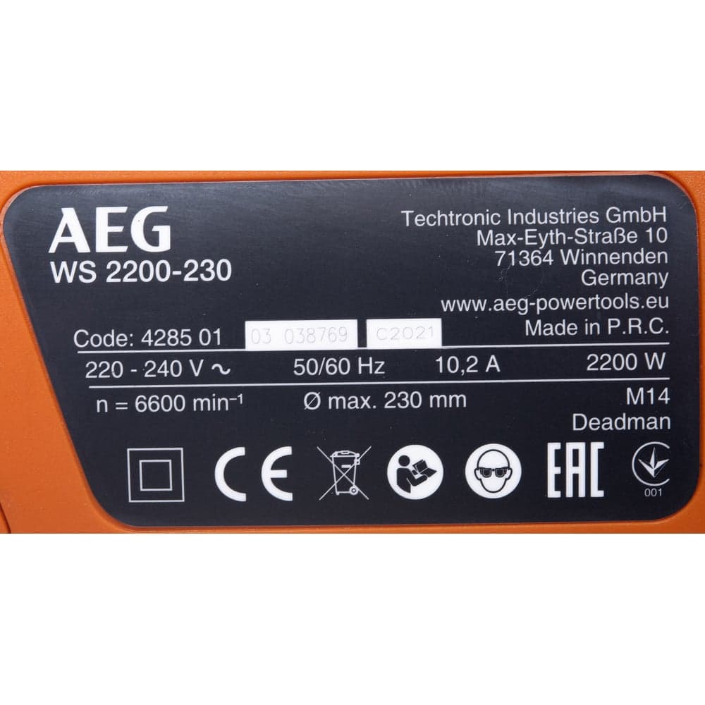 Угловая шлифмашина AEG WS 2200-230DMS 4935428500 — фото 11