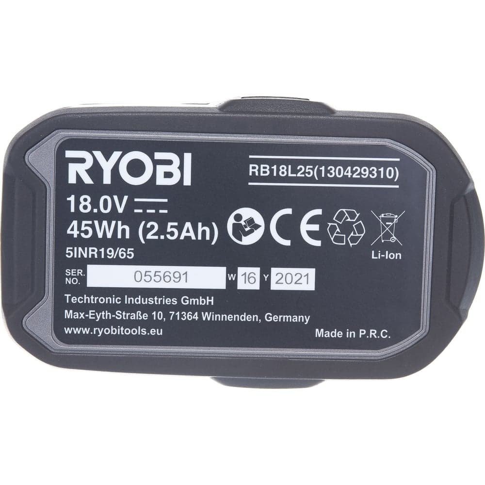 Аккумулятор Ryobi ONE+ RB18L25 5133002237 (18 В; 2.5 А*ч; Li-Ion) — фото 7
