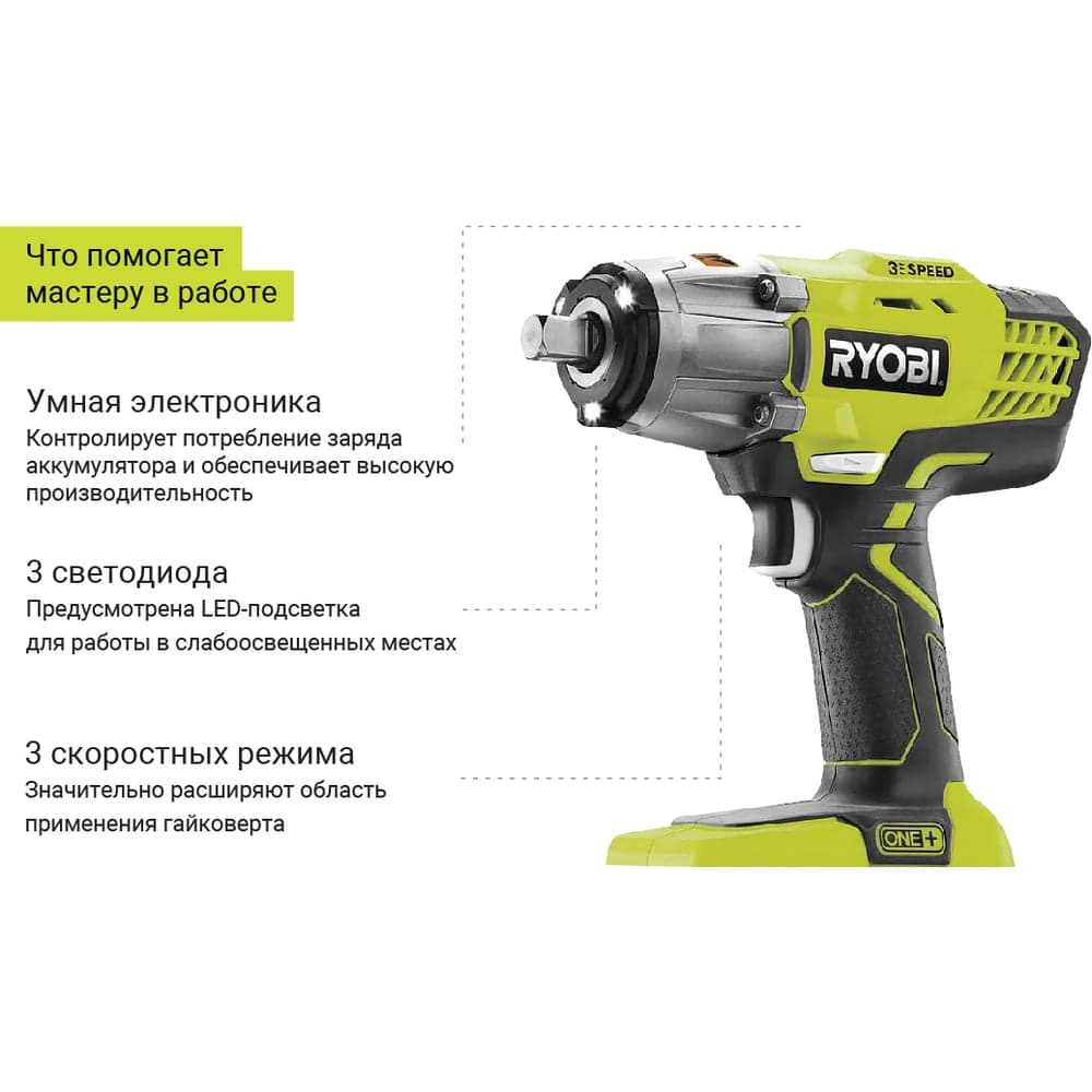 Ударный гайковерт Ryobi ONE+ R18IW3-0 5133002436 — фото 4