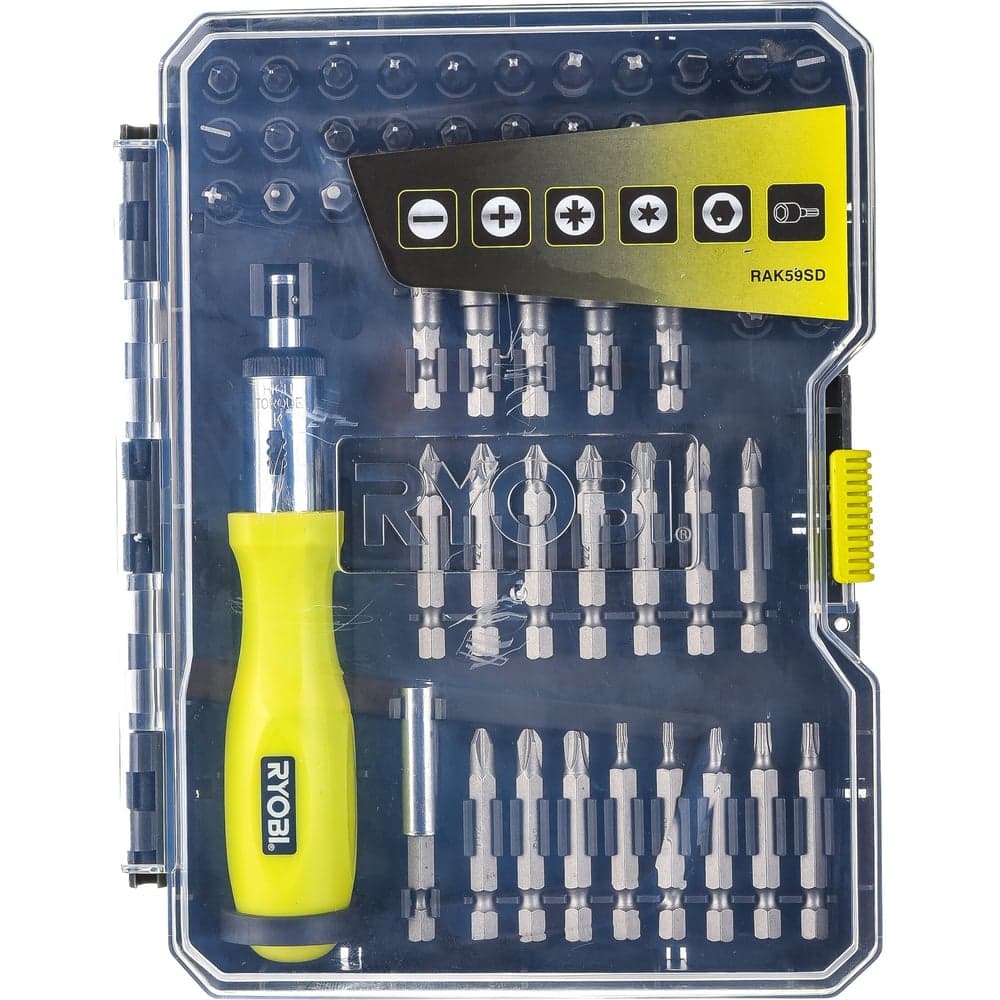 Отвертка с набором бит и торцевых головок 59шт Ryobi RAK59SD 5132002251 — фото 4