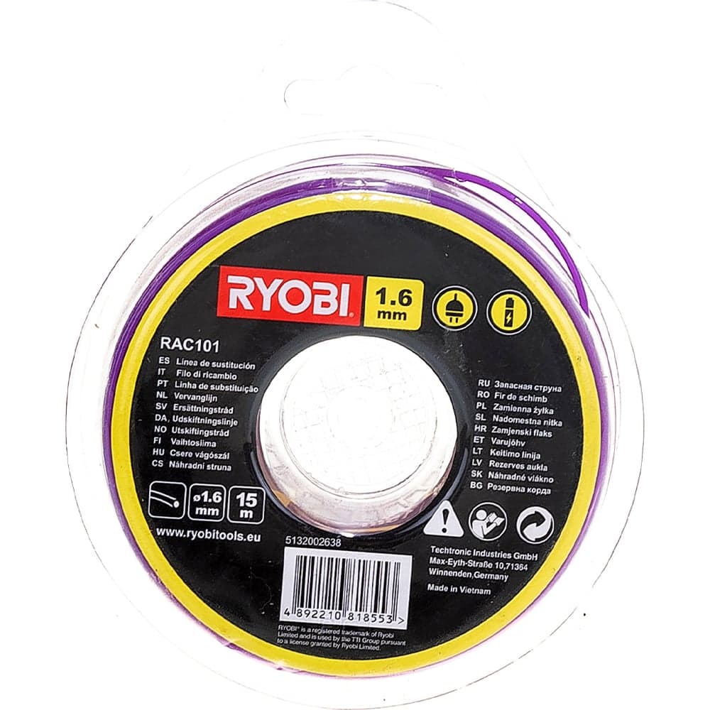 Леска для триммеров (1,6 мм; 15 м; круг) Ryobi RAC101 5132002638 — фото 2