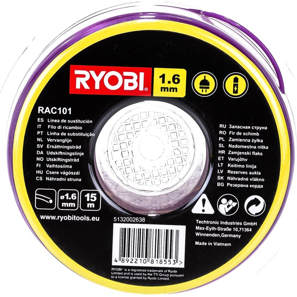 Леска для триммеров (1,6 мм; 15 м; круг) Ryobi RAC101 5132002638 — фото 13