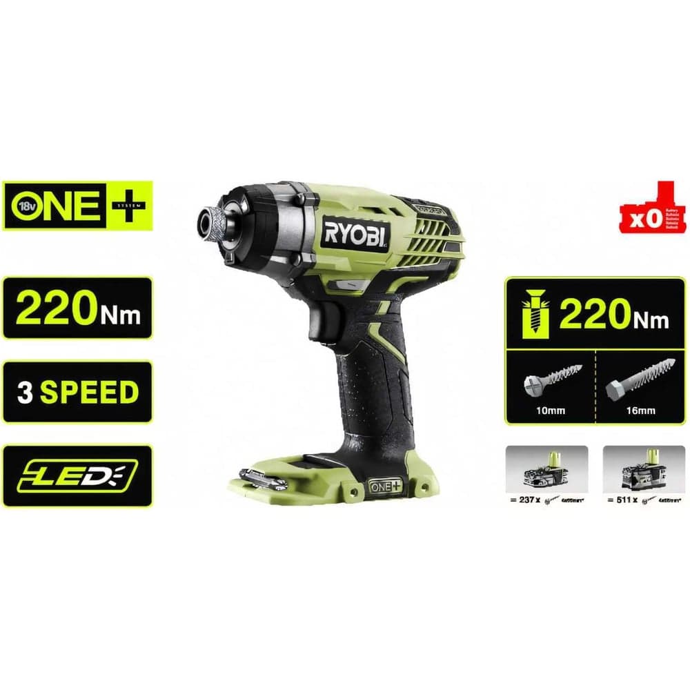 Импульсный винтовёрт Ryobi ONE+ R18iD3-0  без аккумулятора в комплекте 5133002613 — фото 23