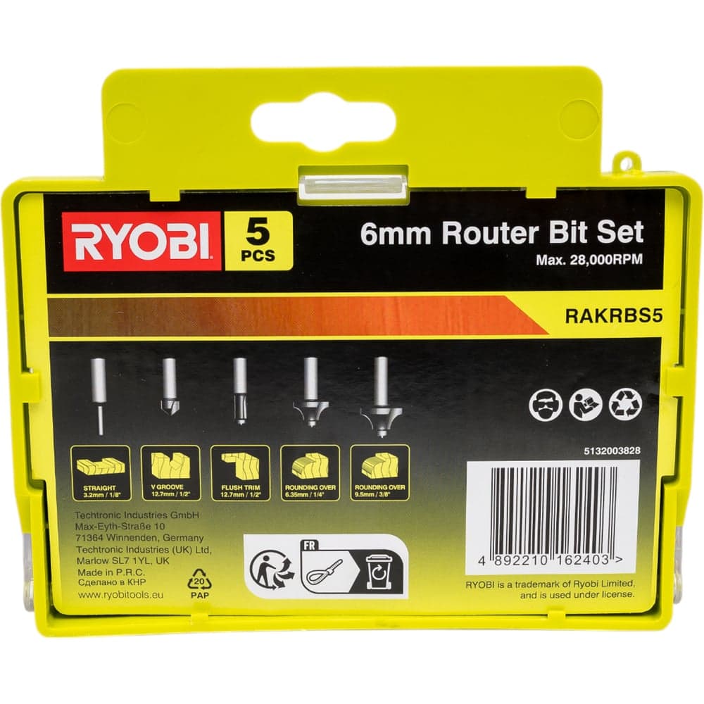 Набор фрез по дереву (5 шт; хвостовик 6 мм) Ryobi RAKRBS5 5132003828 — фото 5