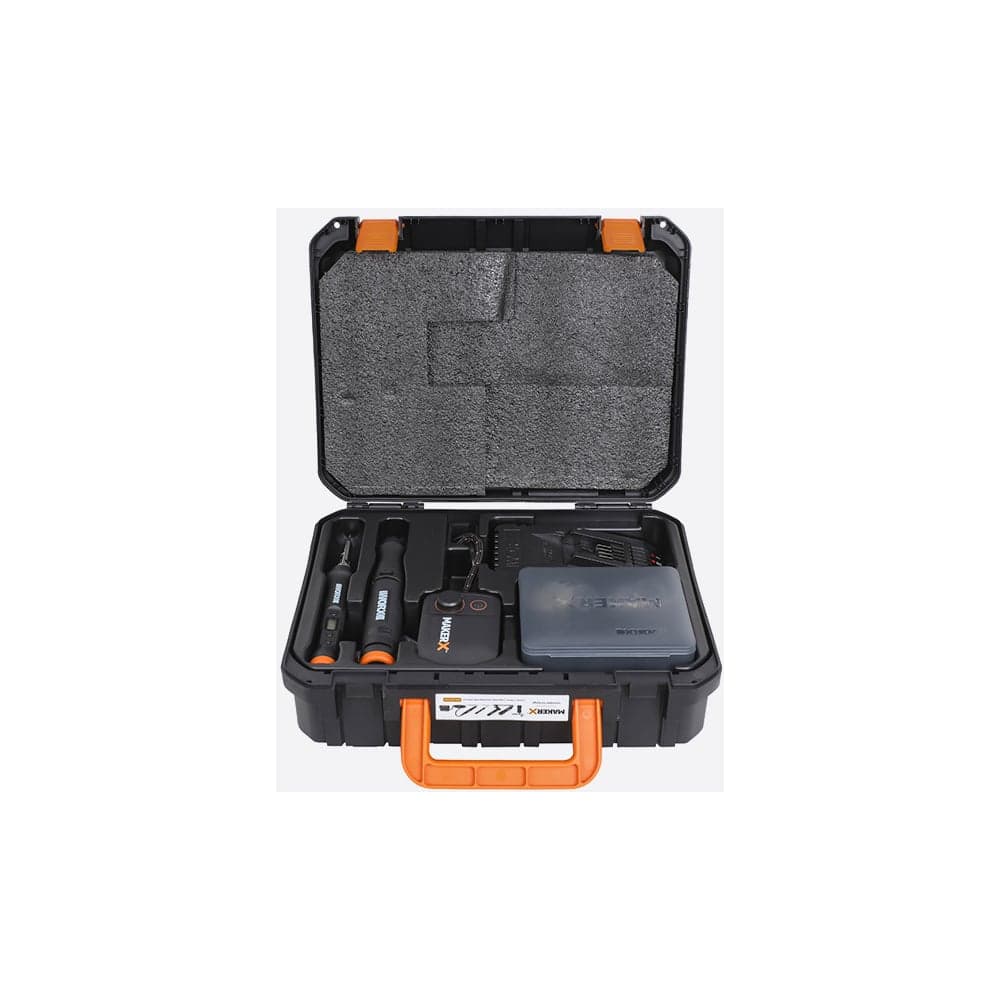 Гравировальная машинка WORX WX739.9 + Выжигатель WORX WX744.9, 20 В, 2 Ач, адаптер, ЗУ, кейс WX988 — фото 2