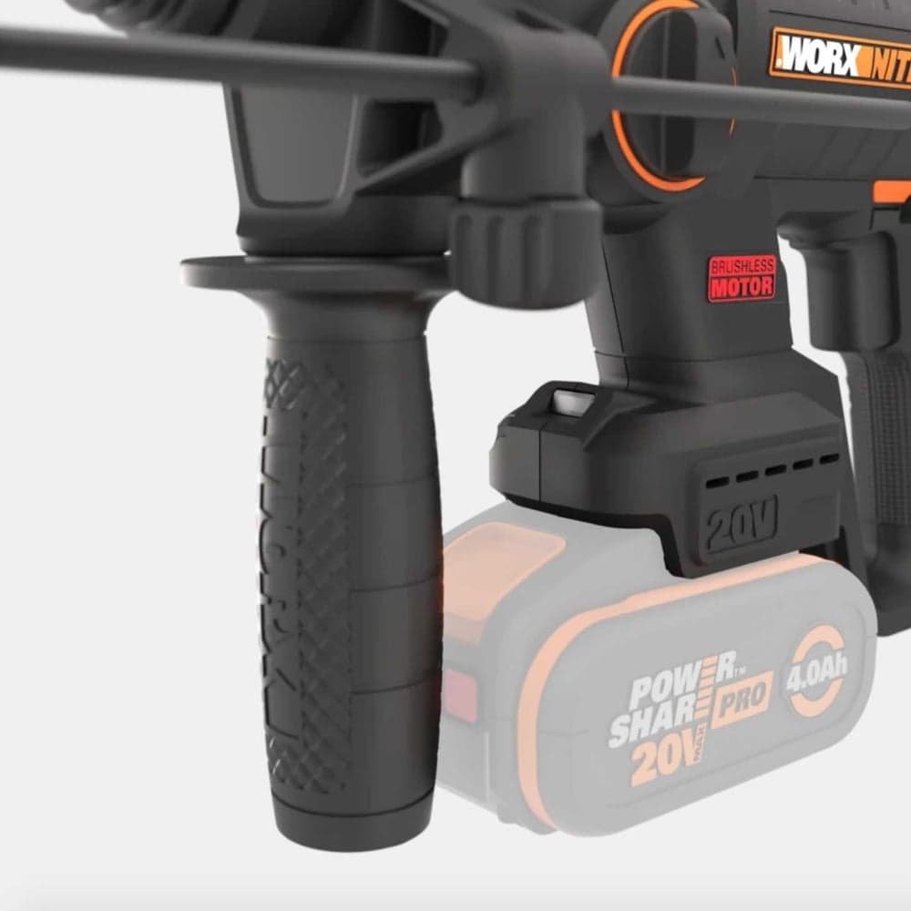 Аккумуляторный бесщеточный перфоратор WORX 20В, 4Ач x1, ЗУ 2А, кейс WX381 — фото 8