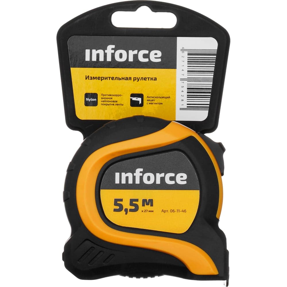 Измерительная рулетка с нейлоновой лентой и магнитным зацепом 5.5x27мм Inforce 06-11-46 — фото 4
