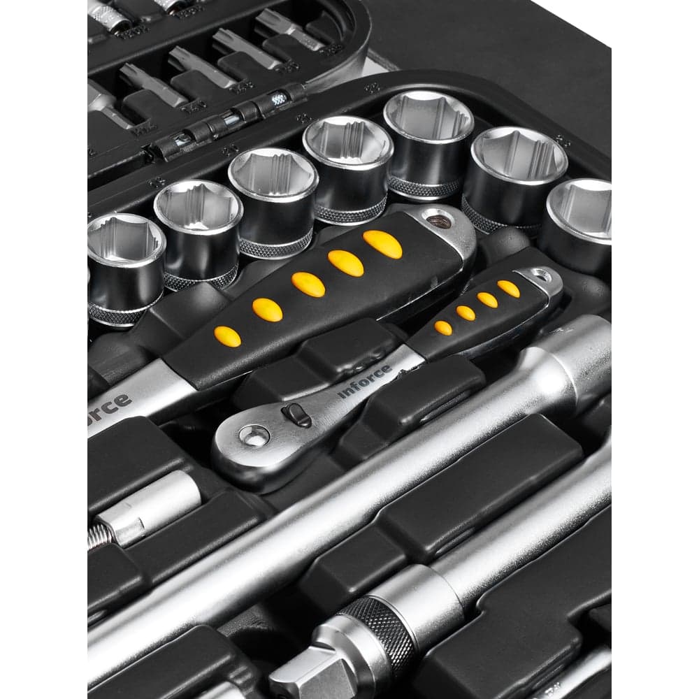 Набор инструментов 94 предмета 1/2", 1/4" Inforce, Сталь Cr-V, Профессиональный, 06-07-10 — фото 4