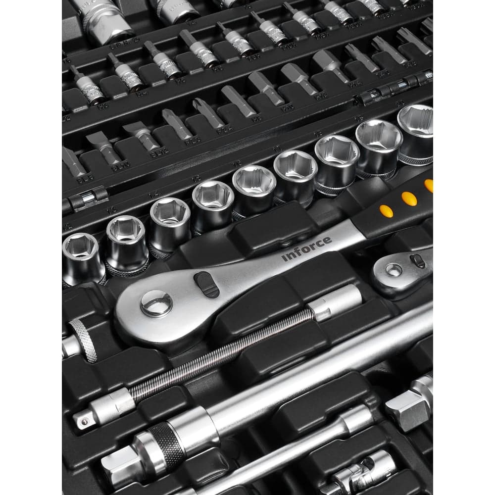 Набор инструментов 94 предмета 1/2", 1/4" Inforce, Сталь Cr-V, Профессиональный, 06-07-10 — фото 7