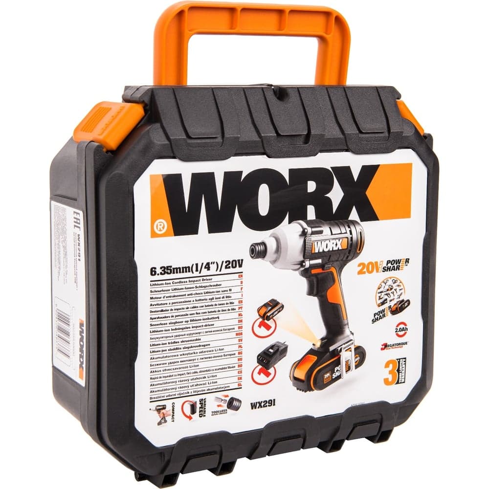 Ударный аккумуляторный винтоверт WORX 20 В, 1х2Ач, кейс WX291 — фото 6