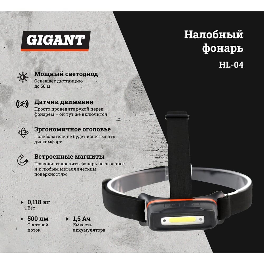 Налобный фонарь Gigant HL-04 — фото 2